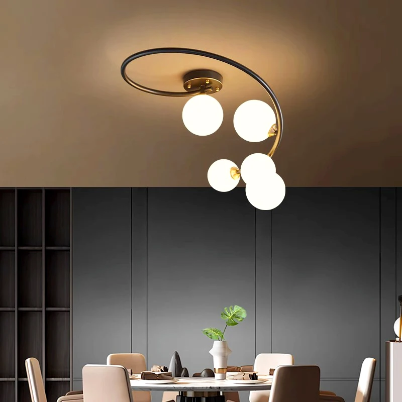 Nordic glass ceiling light Modern dine dining room semi flush mount light indoor led for bedroom living room indoor hallway lamp