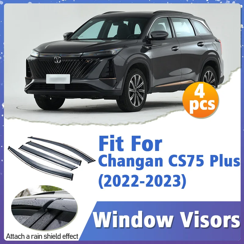 

Защитный козырек для окон Changan CS75 Plus 2022-2023, крышка на вентиляционное отверстие, навесные укрытия, защита от солнца, дождя, отражатель, аксессуары