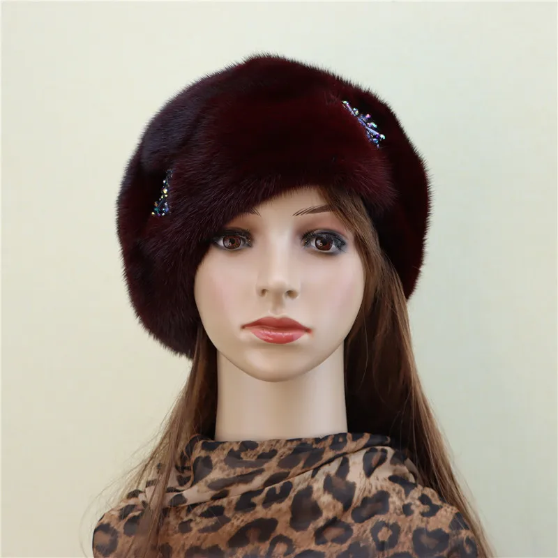 new product whole mink mink beret female winter warm mink velvet fur fashion adult new leather hat