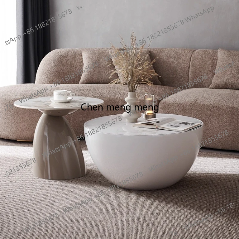 

Design Artistic Coffee Table Small Apartment Round Storage Coffee Table Cream Simple Living Room Furniture Tavolo Basso