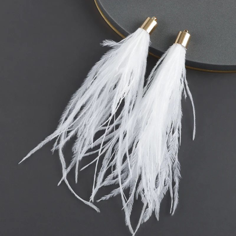 assoonas, 2 Stück/Lot, MA32, Schmuckzubehör, Naturfeder, handgefertigt, Anhänger, DIY-Ohrringanhänger, Schmuckherstellung, Federquaste – Detail 2