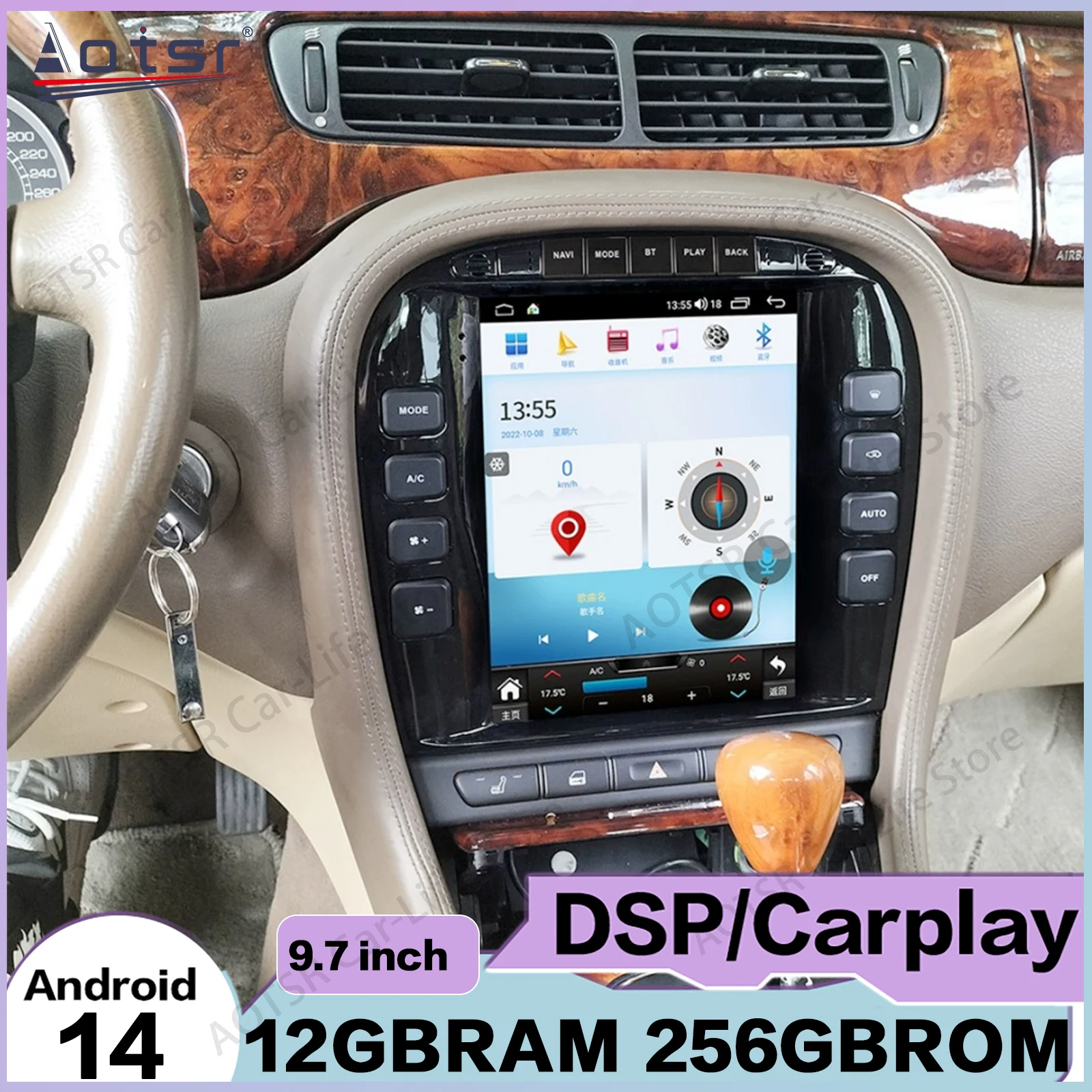 

Мультимедийное автомобильное радио Android для Jaguar S-type 2004 ~ 2009, GPS-навигационный плеер, стерео головное устройство, автономные карты, Wi-Fi Auto