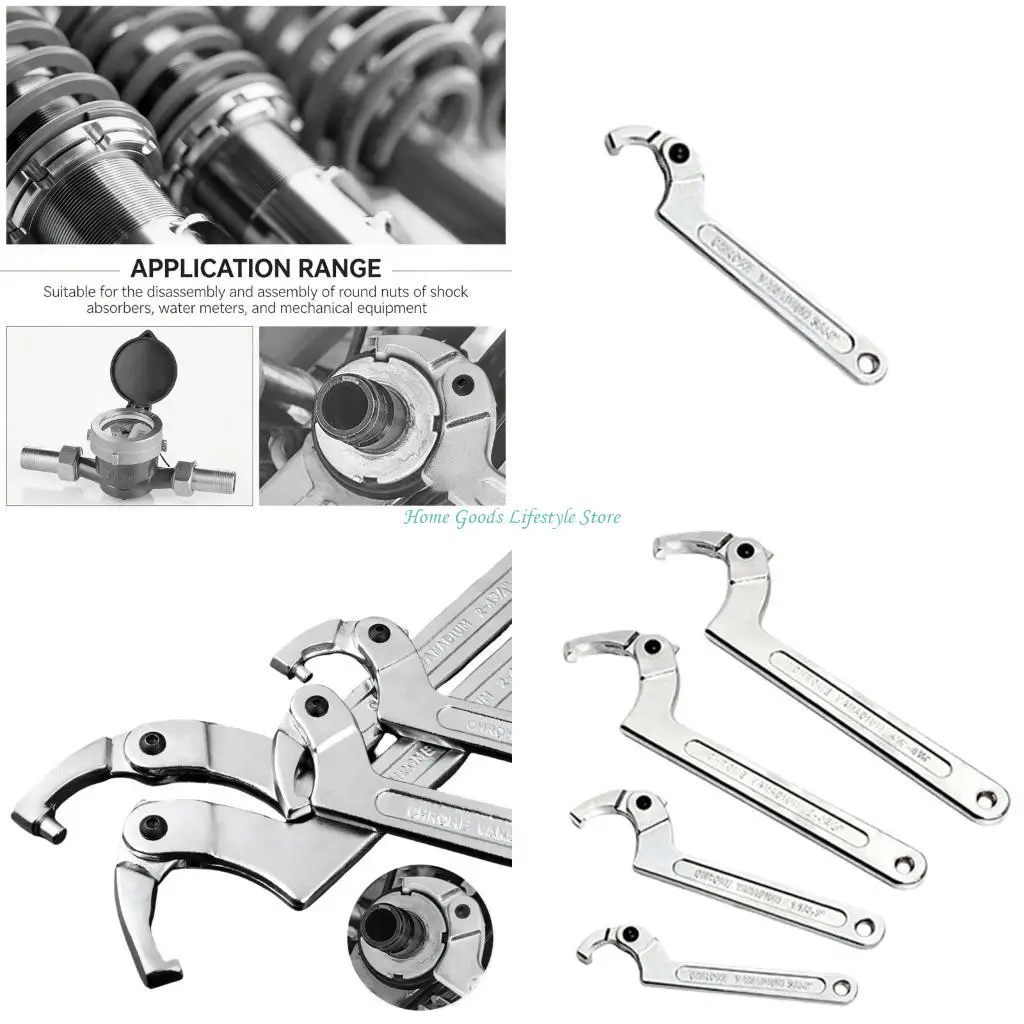 

E74E Strong Steel Water Meter Tool Movable Head Hook Wrench For Grooved