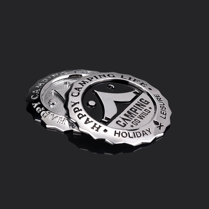 1 Pcs Car  Emblem 3D Badge  Sticker Metal Round  Bezel 6CM x 6CM Camping Pattern Automotive Acessories weatherproof adhesive