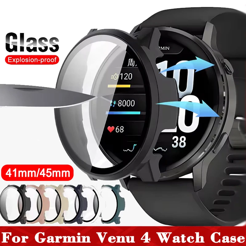 Glas + PC Fall Für Garmin Venu 4 45mm Anti-scratch Screen Protector Schutz Stoßstange Für Garmin venu 4 41mm Abdeckung Zubehör