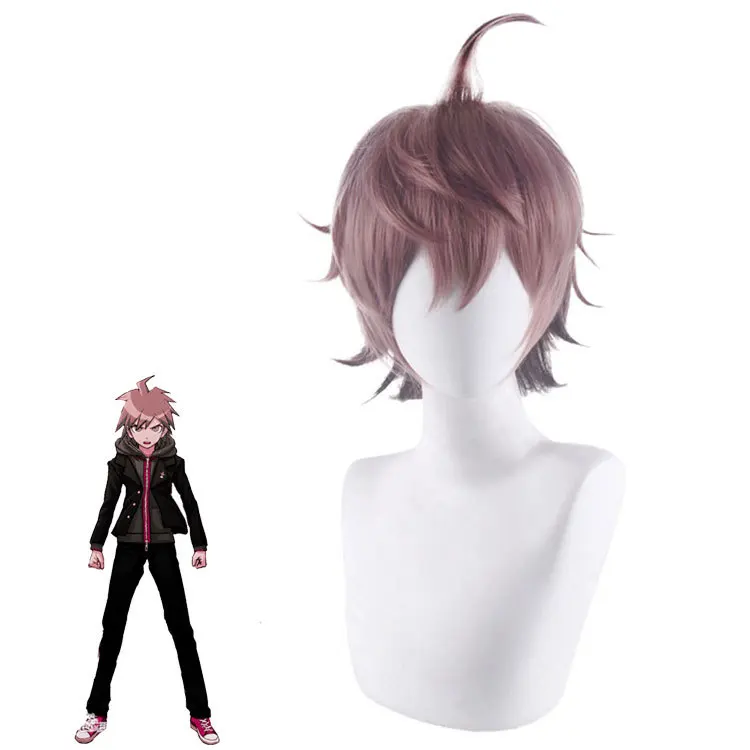 Gioco Anmie Danganronpa 3 Naegi Makoto Costume Cosplay Parrucca con cappuccio da uomo Mantello Set completo Halloween Party Gioco di ruolo Costume di carnevale