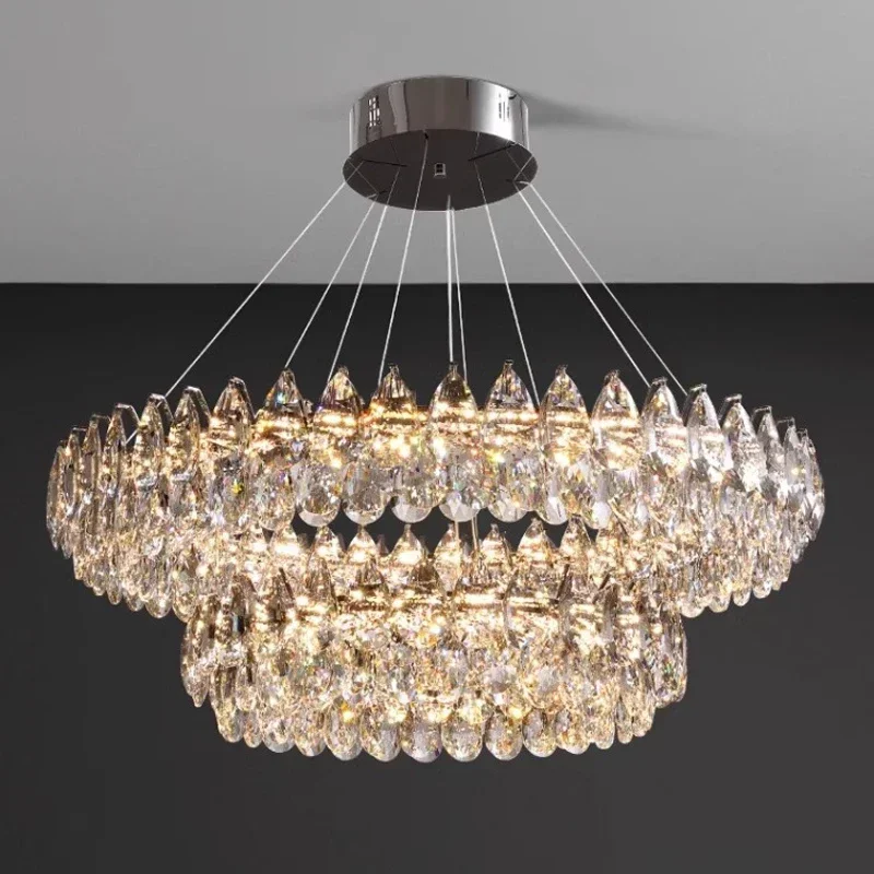 New Creative Light Luxury Grand Living Room Crystal Pendant Lamps  Bedroom Chandeliers Modern Restaurant Hanging