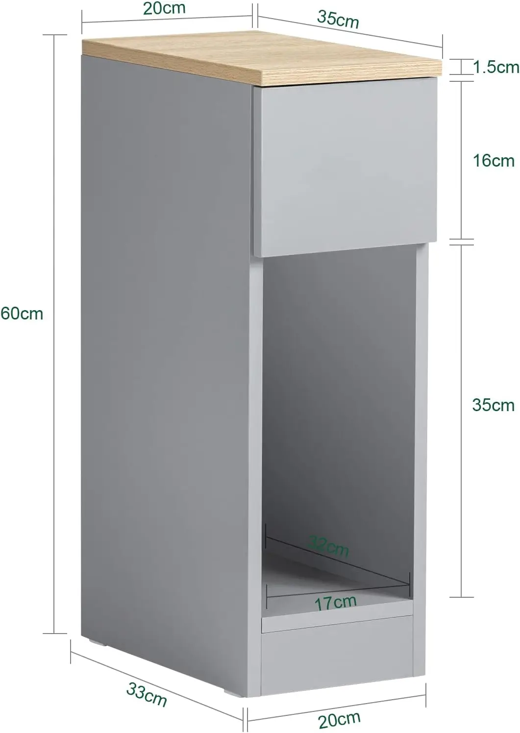 

Sobuy Nightstand Narrow Night Stand Modern Design Bedside Furniture Slim End Table Storage Cabinet With Sliding Drawer And Open