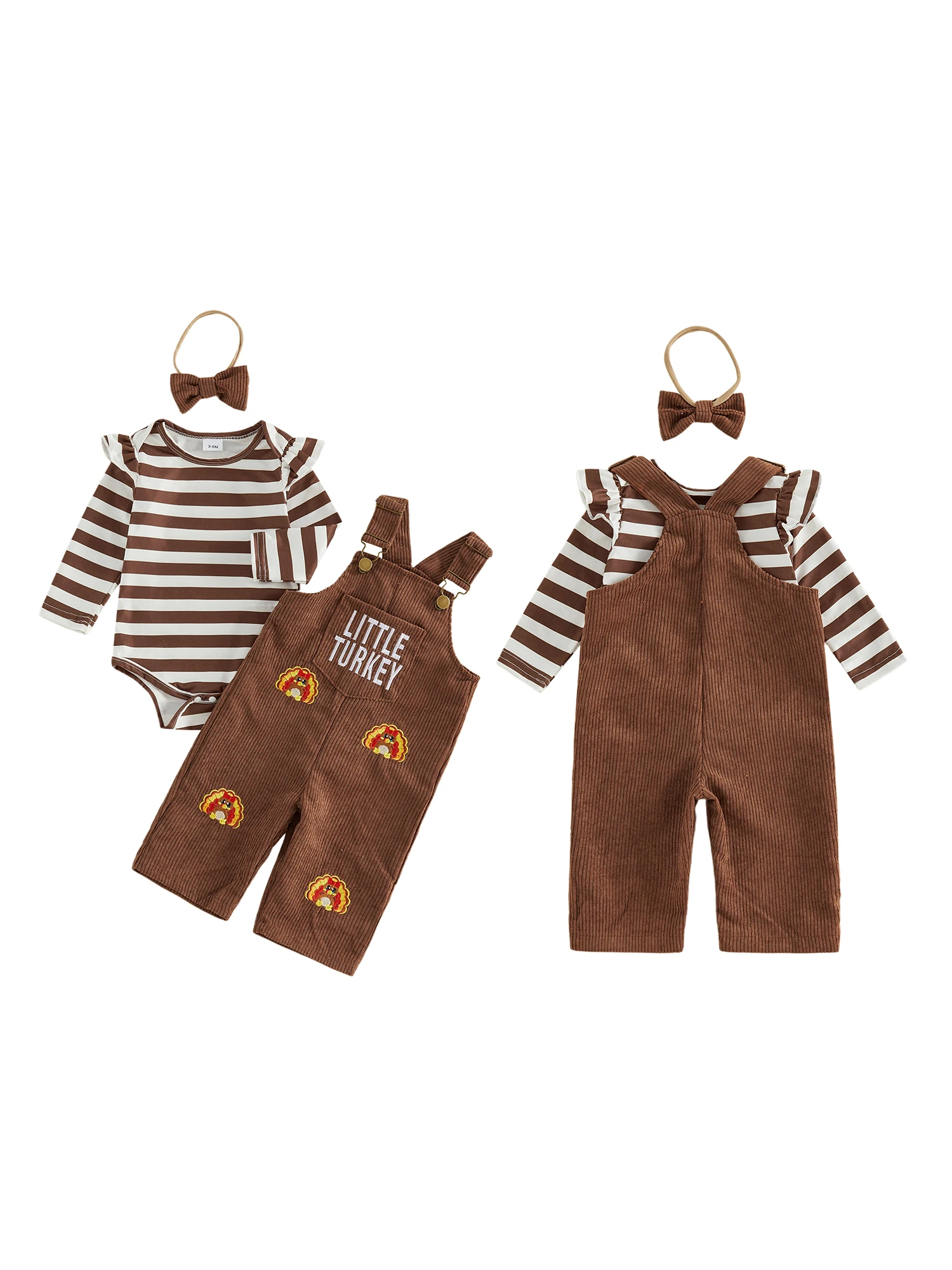 Print Romper Girls Thanksgiving Outfits Leaf Print Embroidery Suspender Pants Rolls Embroidery Suspender Maple Leaf