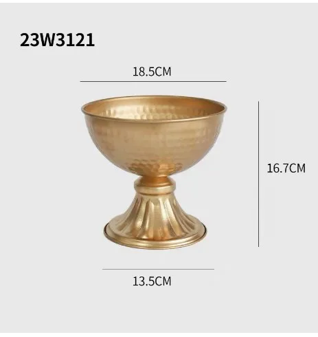 

European Style Golden Iron Vase Tall Flower Urn Decorative Centerpiece Wedding Table Decoration Vintage Metal Flowerpot