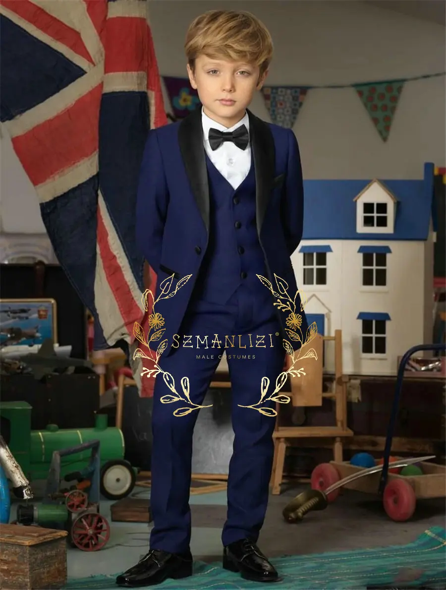 Boys Suit 3 Piece Formal Business Jacket Kids Blazer Pants Vest Birthday Party Wedding Tuxedo Boys Clothes 4yrs To 12yrs 블레이저