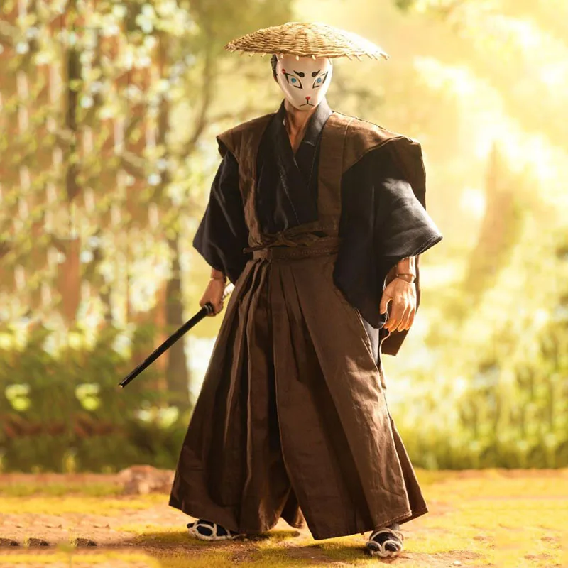 In Stock 1/6 Scale Ninja Series Samurai Clothes Sword Fox Mask Accessory Model for 12 inches Male Action Figure Body