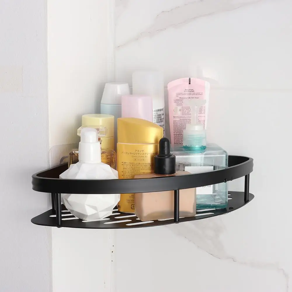 Bathroom Shelves Corner Shower Shelf Aluminum Wall Mount Shampoo Storage Rack Holders No Drill Kitchen Bathroom Accessories