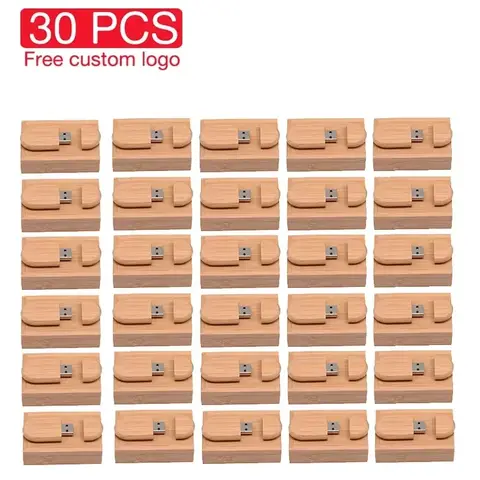JASTER 30 adet/grup USB 2.0 Pendrive 4 GB 8 GB 16 GB 32 GB 64 GB 128 GB Ücretsiz Logo Ahşap USB Flash Sürücü Toptan Memory Stick Hediyeler