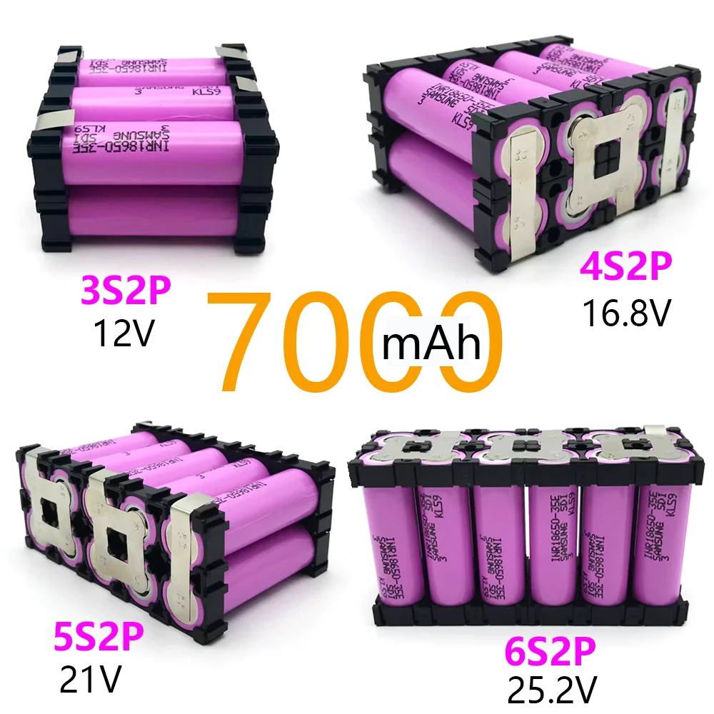 

3S2P 4S2P 5S2P 6S2P 18650-35E battery pack custom 35E battery welding 7000mAh battery pack 7.4V ~ 25.2v