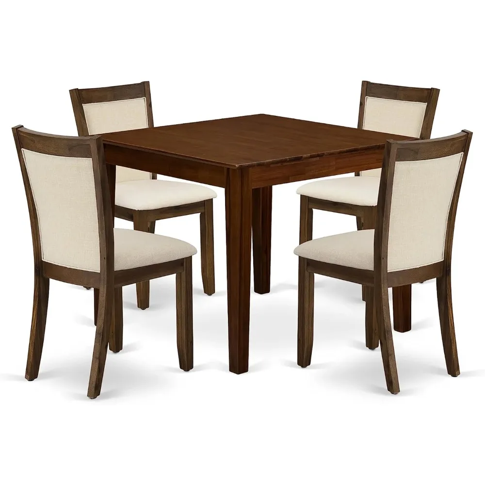 5 Piece Dining Set for Small Spaces Consist of a Square Modern Dining Table and 4  Chairs, 36x36 Inch