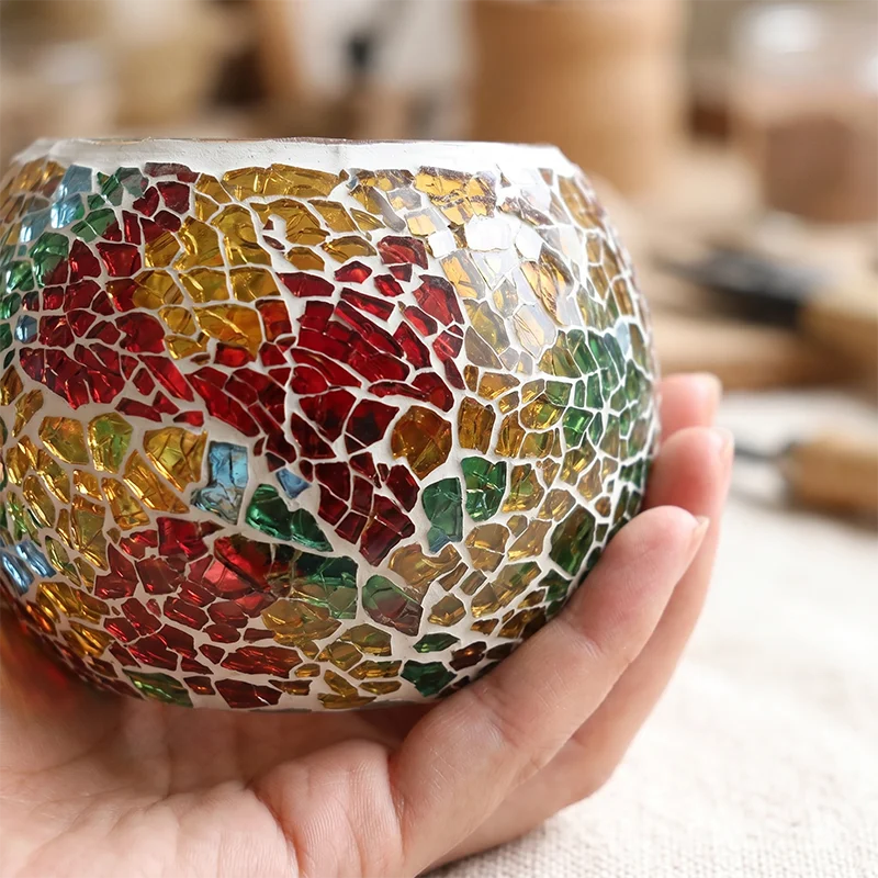 Rainbow Empty Candle Jars DIY Homemade Candle Container Glass Mosaic Jars for Candles Holder Vessel Storage