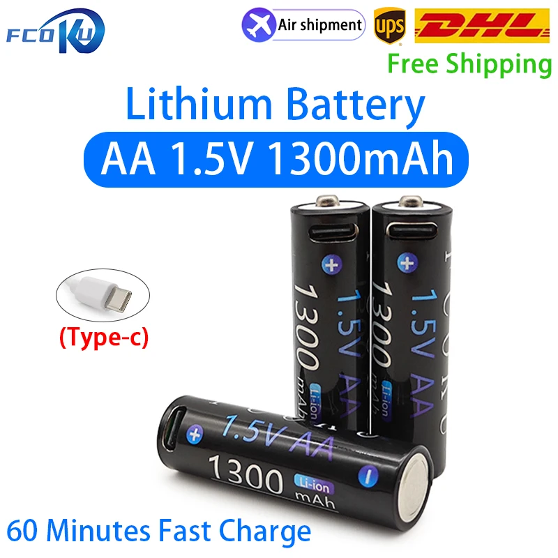 

New AA 1.5V 1300mAh Rechargeable Lithium Ion Battery For Toys MP3 Player Thermometer Keyboard Wireless Mouse Remote Control