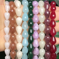 Natural Water Drop Chalcedony Jades Stone Beads Loose Spacer Beads For Jewelry Making Handmade DIY Earrings Bracelet Accessories