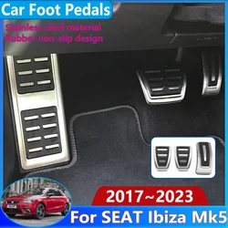 For SEAT Ibiza Mk5 Accessories 2017~2023 6F Brake Non-slip No Drilling Restfoot Pad Protection Stainless Steel Car Foot Pedals