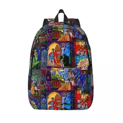 Beauty And The Beast Stained Glass Backpack for Boy Girl Kids Student School Bookbag Daypack Kindergarten Primary Bag Outdoor