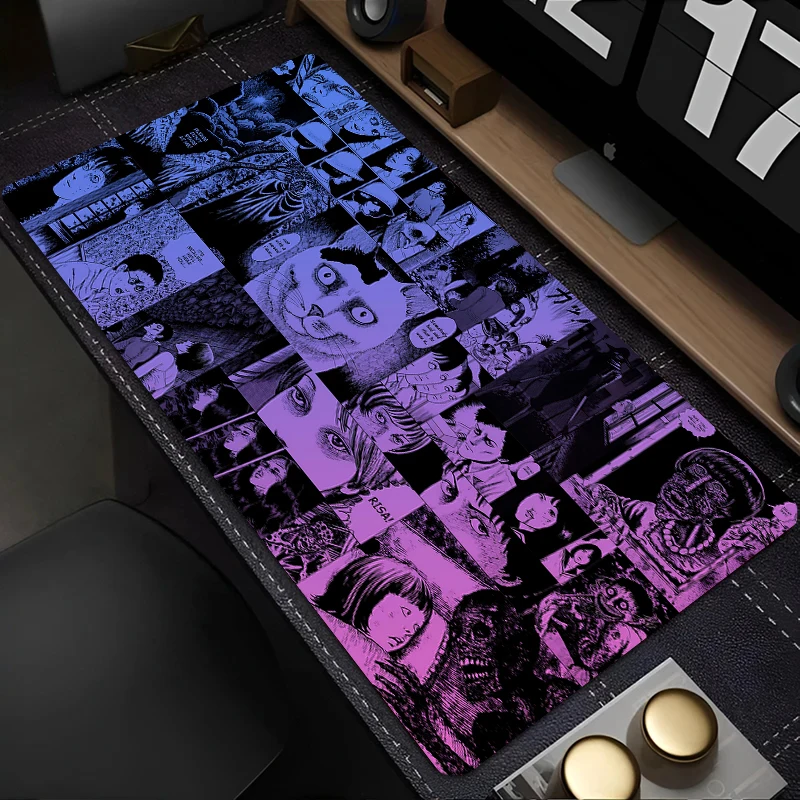 XXL Alas Mouse Hitam dan Putih Alas Keyboard Gaming Alas Meja Definisi Tinggi Lucu Besar Alas Keyboard Anime Horor Junji Ito