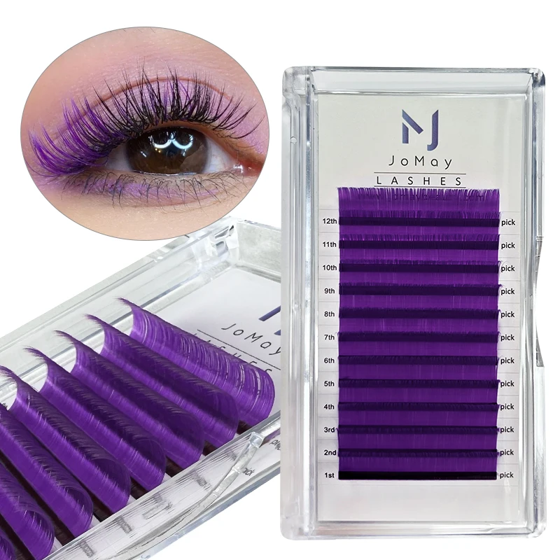 Jomay Color Eyelashes Makeup UV Neon Lash Soft Natural Synthetic Mink Rainbow Eyelash Cilios Mixed Lash Extension Supplies