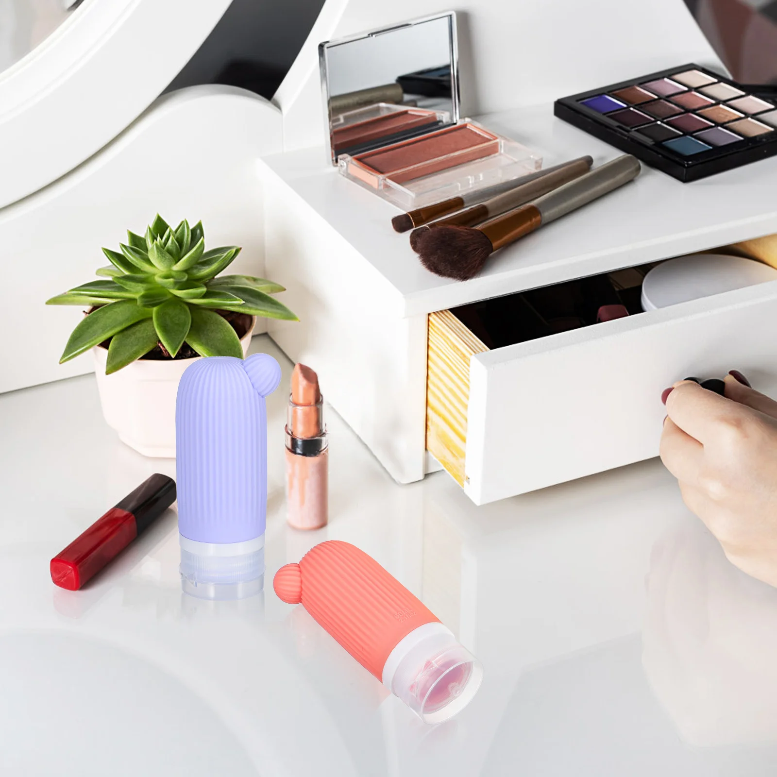 3Pcs Silicone Travel Bottles Set 90Ml 60Ml Refillable Squeeze Dispenser Shampoo Conditioner Body Wash Lotion Containers