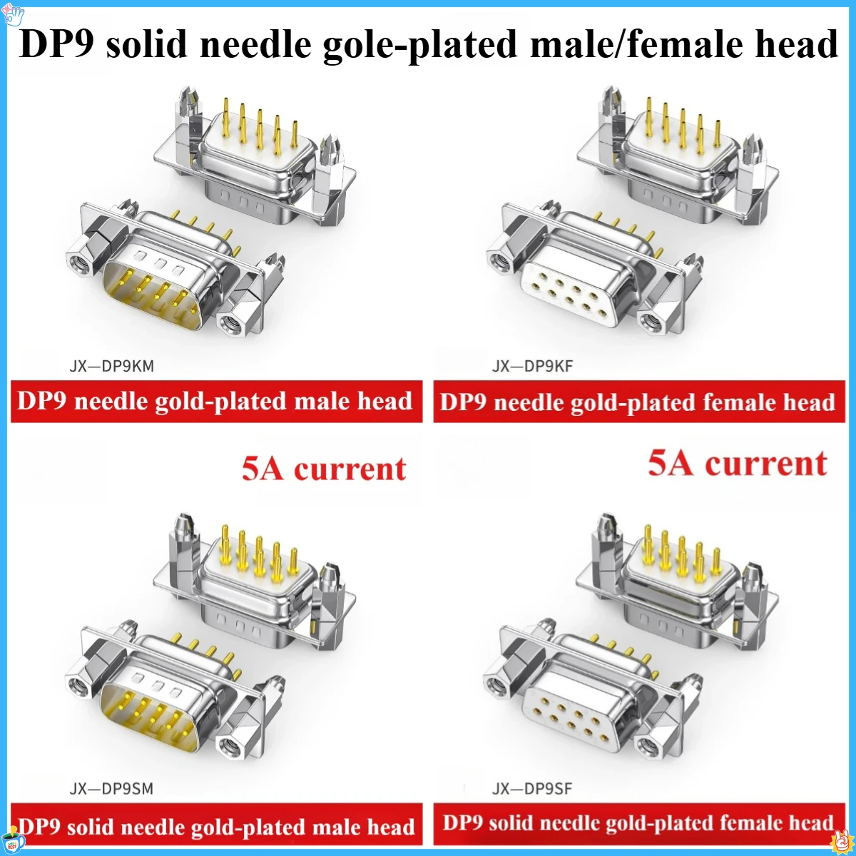 

2Pcs/lot DP9 9 Pin Male/Female Straight Pin DB9 D-sub PCB Mount RS232 Serial Port Connector COM port Socket With Screw Nuts