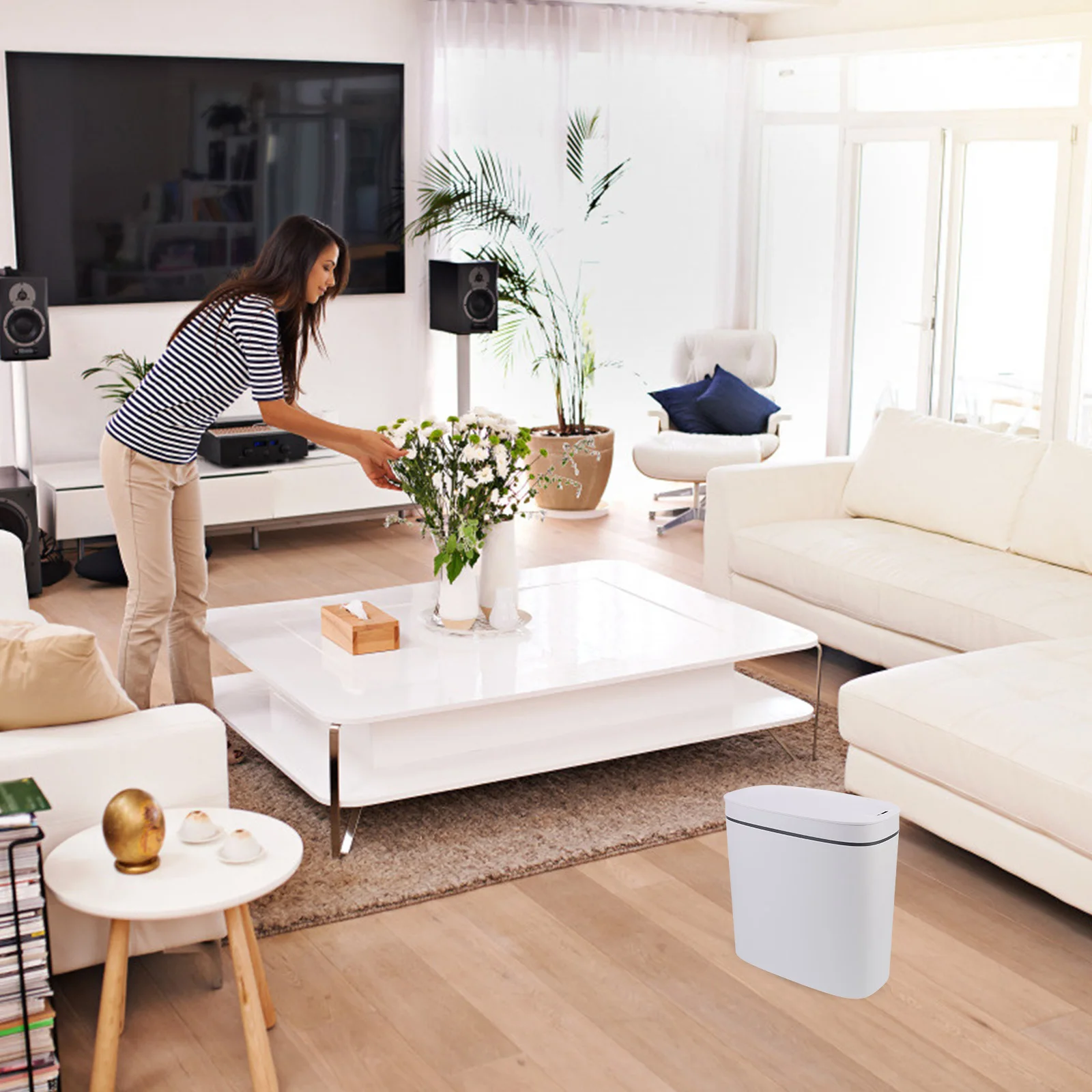 

Smart Sensor Trash Can Large Capacity Usb Charging Automatic Intelligent Induction Bin For Kitchen Bathroom Toilet Rubbish