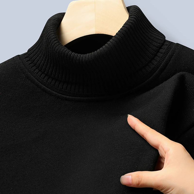 

Men's Slim Fit Turtleneck Sweater Solid Color Soft Knit Thermal Pullover Casual Long Sleeve Basic Tops For Daily Wear