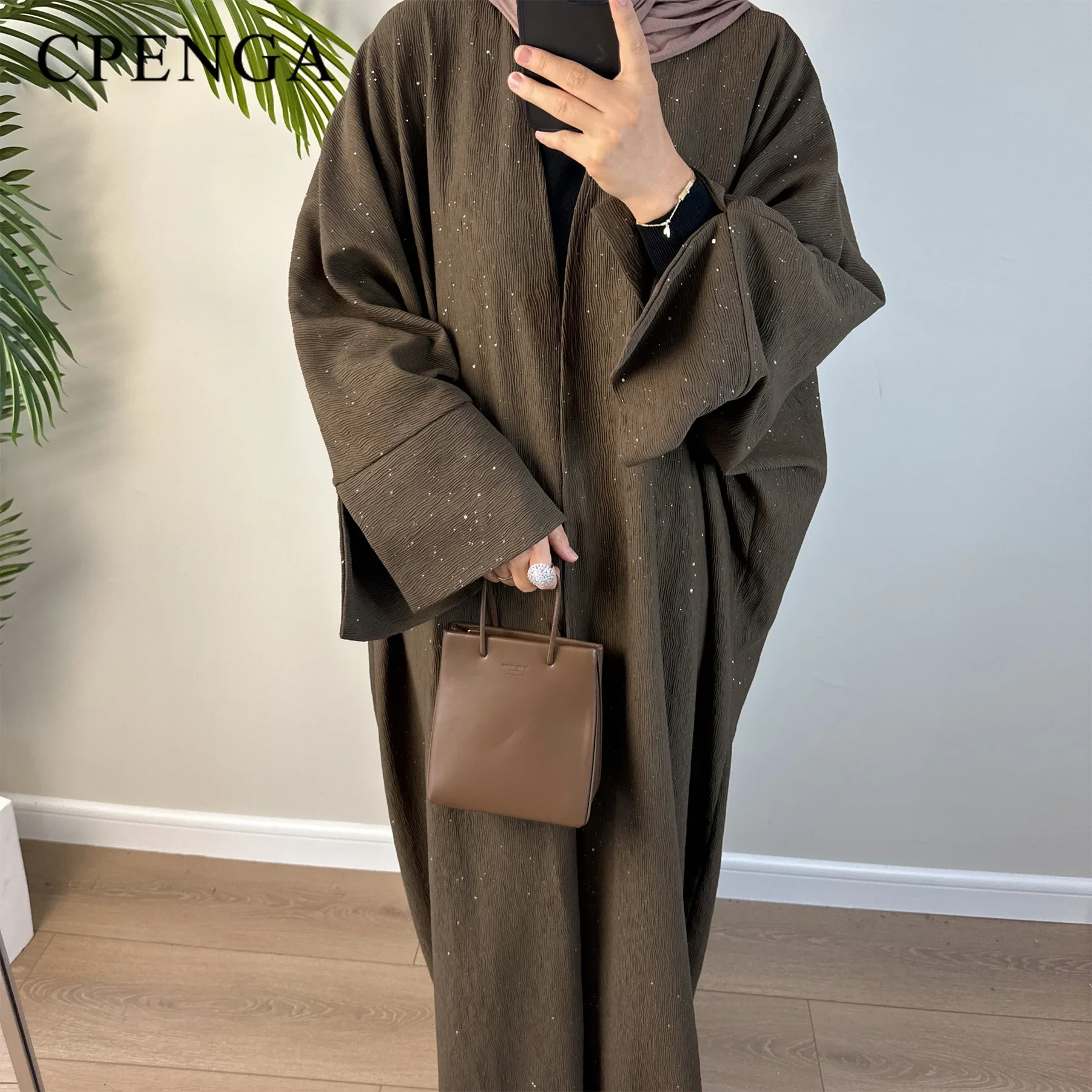 

Elegant Winter Muslim Modest Dress for Women Eid Arabic Dubai Kimono Abaya Islamic Long Sleeve Coat Clothes Moroccan Kaftan Robe