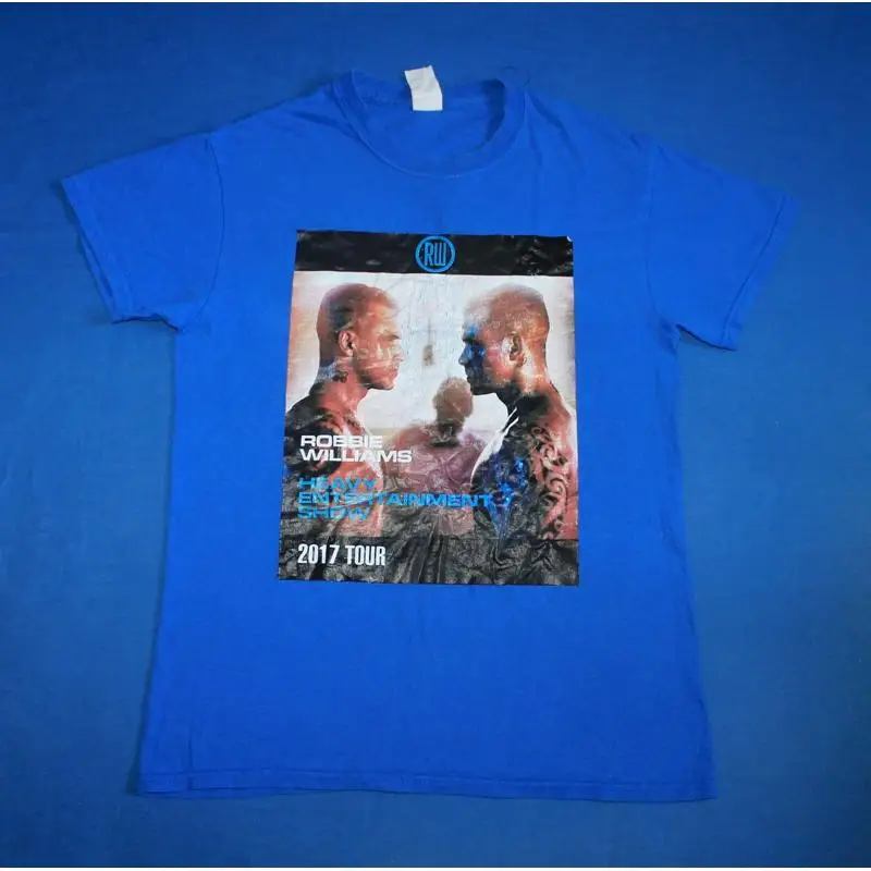 Heavy Entertainment Show Tour 2017 Robbie Williams T Shirt Britpop Blue Men's S