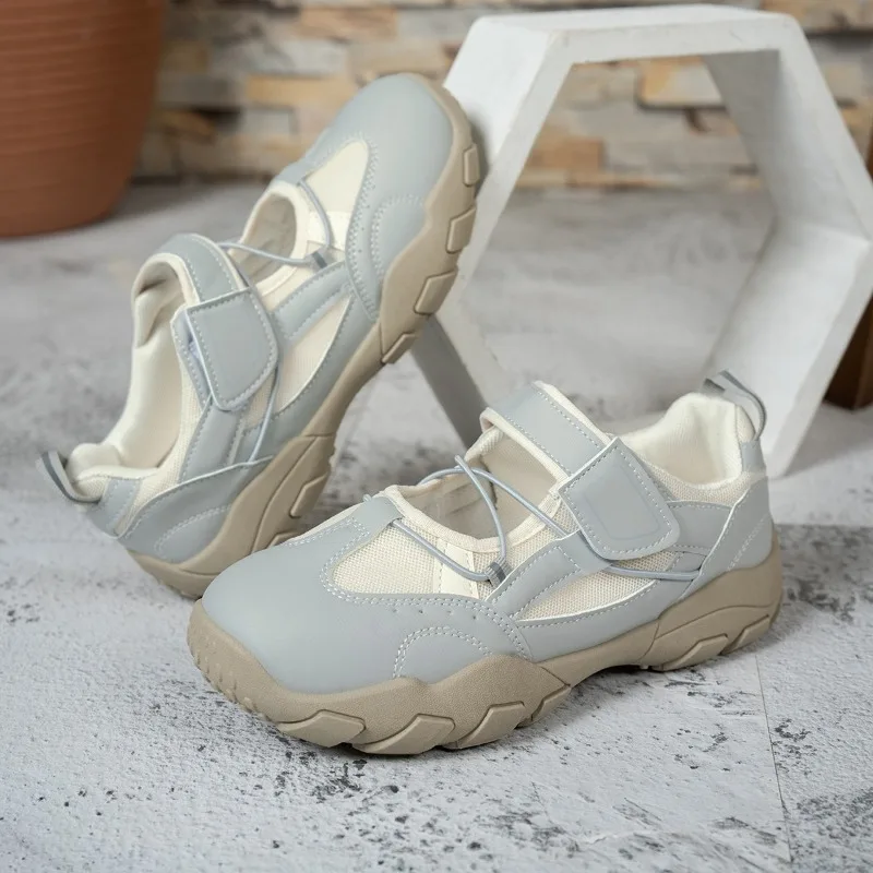 Zapatillas Deportivas de Malla para Mujer, Estilo Mary Jane, con Suela Gruesa de 3.5CM, Correa de Gancho y Bucle, Punta Redonda, para Caminar al Aire Libre, Cómodas, Casuales