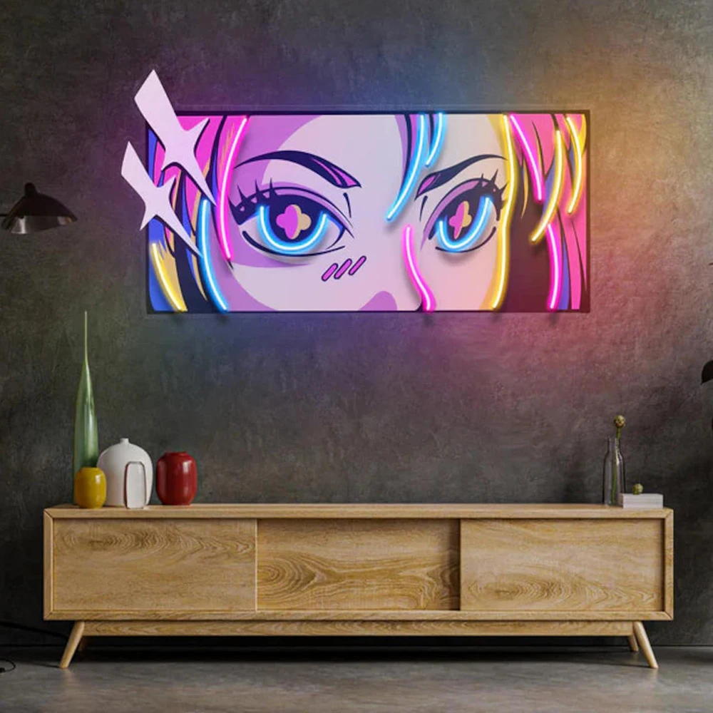 Custom Personalized Passionate Eyes LED Neon Sign Light Pop Art Living Room Bedroom House Cartoon Sign Lights Office Room Decor