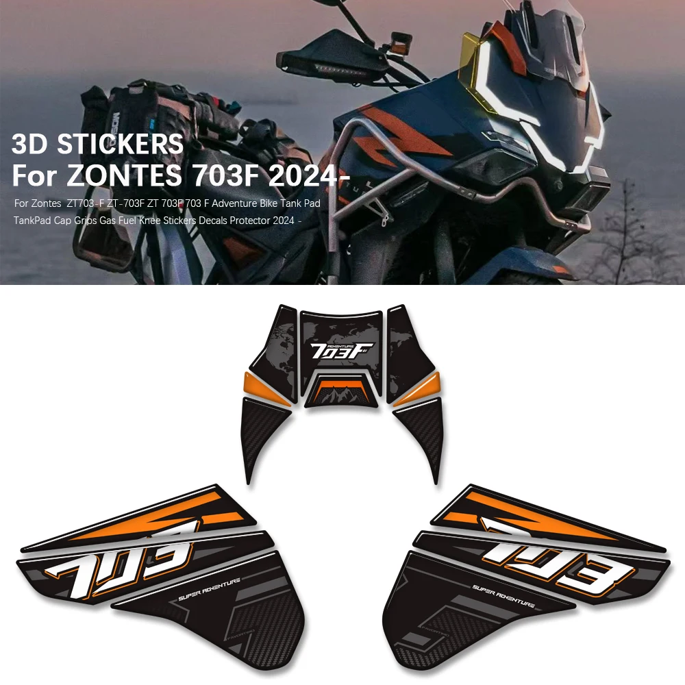

Накладка на бак для мотоцикла Zontes ZT703-F 703F Adventure, защита бака, наклейки на колени, декали, протектор ZT 703 F 2024-