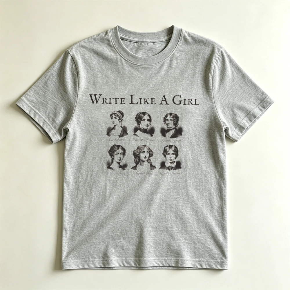 Write Like A Girl Classic Female Writers Print Short Sleeve Cotton Women Clothes Book Lover Literary Feminist Reading Gift Top