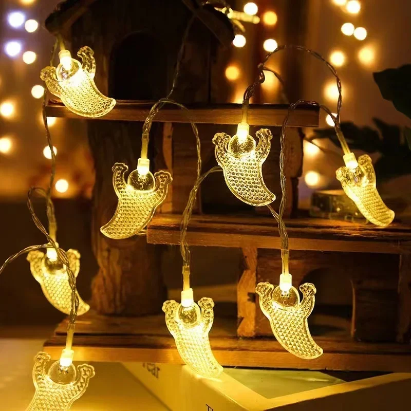 Halloween abóbora luzes da corda morcego aranha lâmpadas de corda alimentado por bateria ao ar livre festa de halloween guirlanda decoração luz da noite