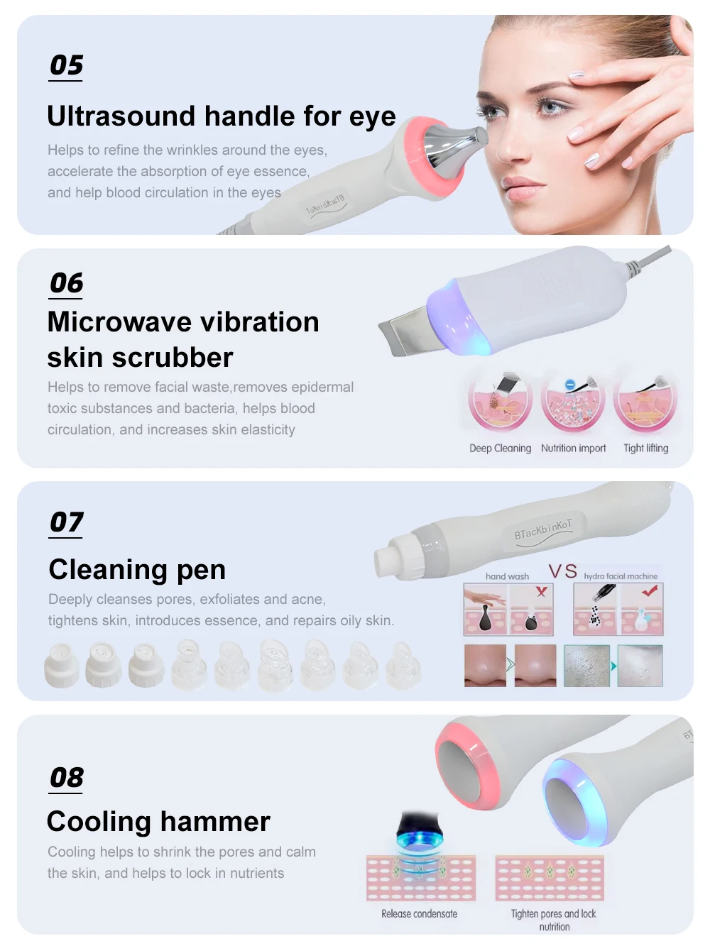 AOKO Neue 12 IN 1 Hydro Dermabrasion Aqua Peeling Ultraschall Gesichtspflege Sauerstoff Injektion Hautverjüngung Wittling Schönheitsmaschine – Detail 6