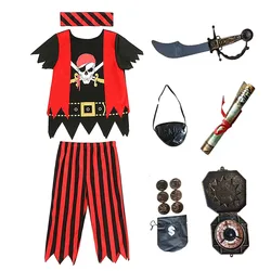 Boys Pirate Costume Captain Jack Pirate Toy Costume Set Halloween Party Kids Adventure Costume Vintage Pirate Accessories
