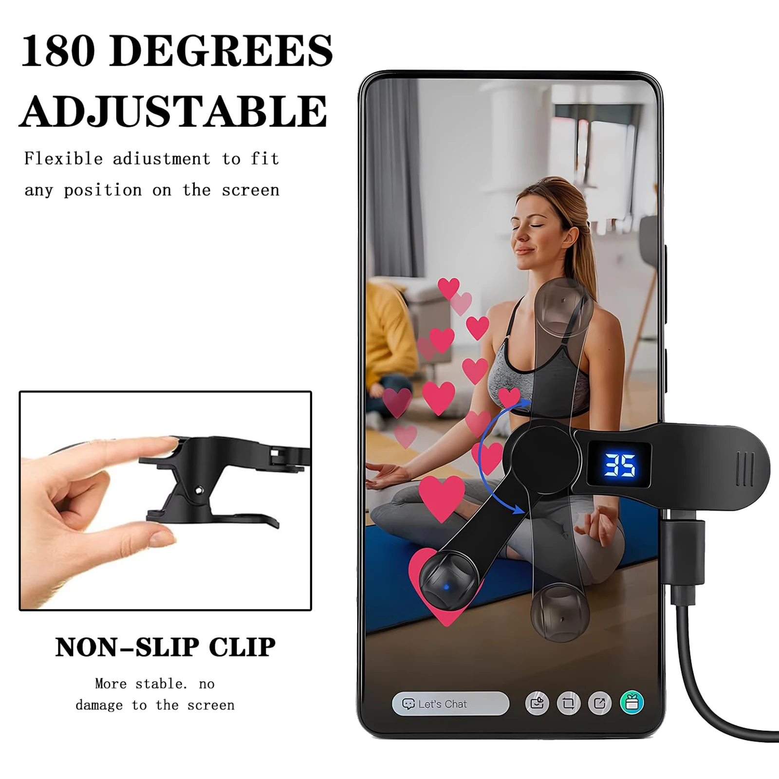

Автоматический кликер для экрана телефона Digital Auto Screen Clicker 180 ° USB-кликер с поворотным механизмом и клипсой, имитирующий непрерывное нажатие пальцем