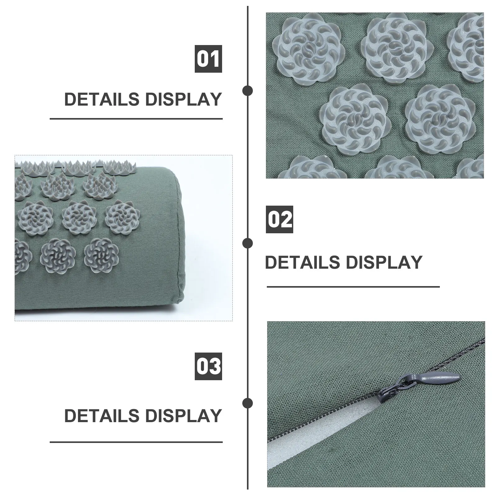 

2pcs Acupoint Massage Yoga Mat Massage Pillow Set Grey Foldable Washable Shiatsu Massager Cushion For Muscle Relief Non-Slip