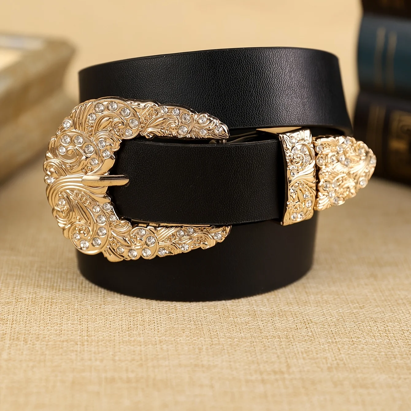 1 Piece of Unisex PU Belt with Rhinestone and Boho Style, Perfect for Shopping, Parties, and Daily Wear