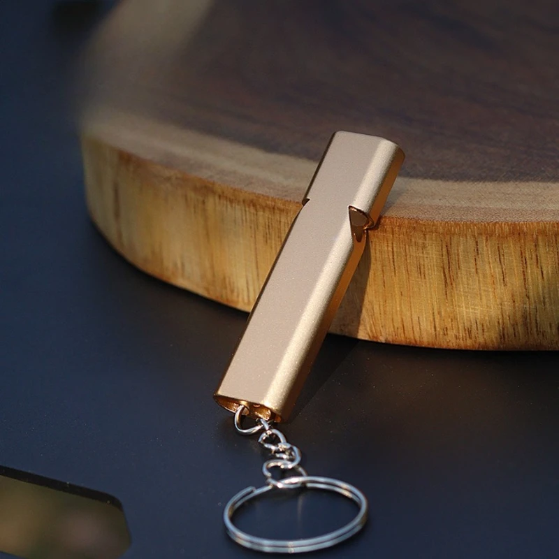 Flat Aluminum Alloy Dual-frequency Survival Whistle Dual-tube Outdoor Survival Life-saving Whistle Equipment EDC Tool