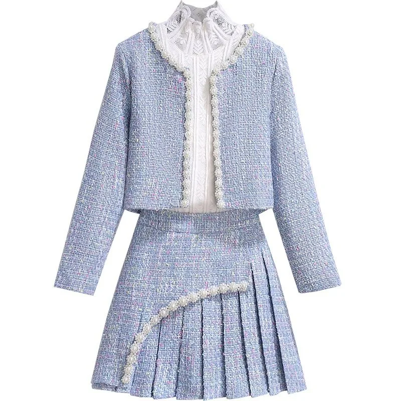Suit Skirt Women's Spring Autumn New Light Luxury High-end Sense Popular This Year Beautiful Two-piece Set Simple Casual Trend