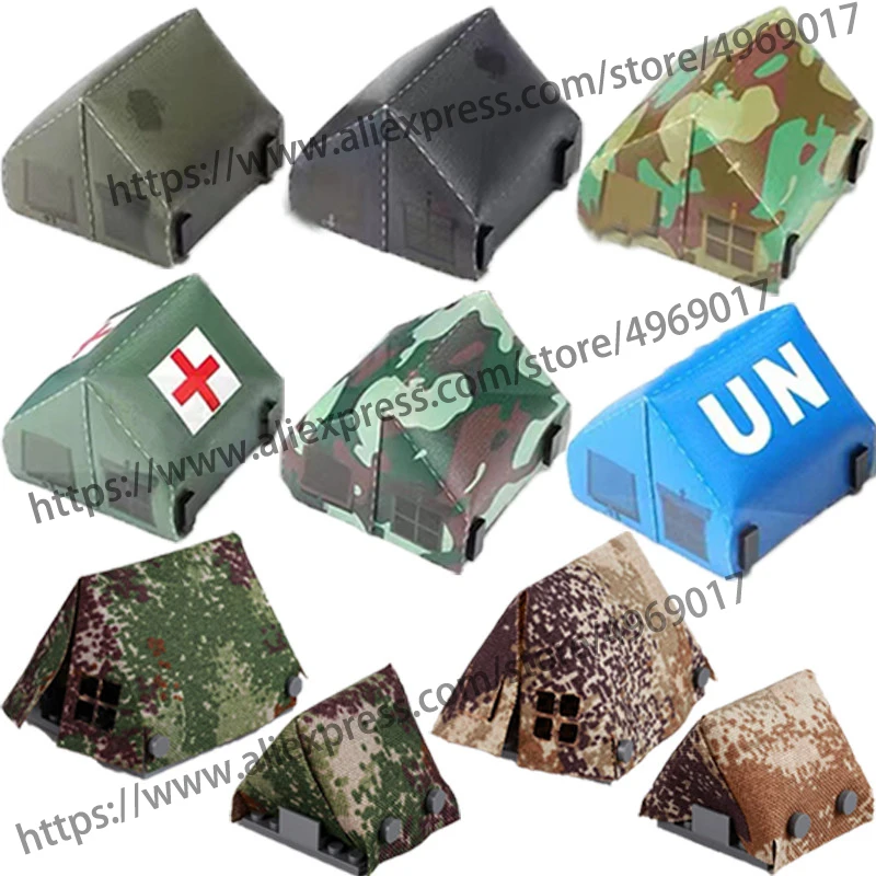 MOC-décennie s de construction de tente de camouflage WW2, forces spéciales militaires, armée allemande, figurines de soldats, accessoires, manteau, briques Everak, jouet, C385