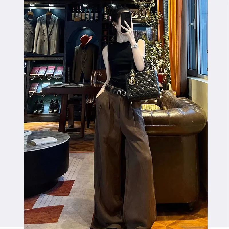 

Faionable Street Sle Age-Defng Set, летняя коллекция, модные широкие брюки, жилет, костюм из двух предметов, женская одежда небольшого размера