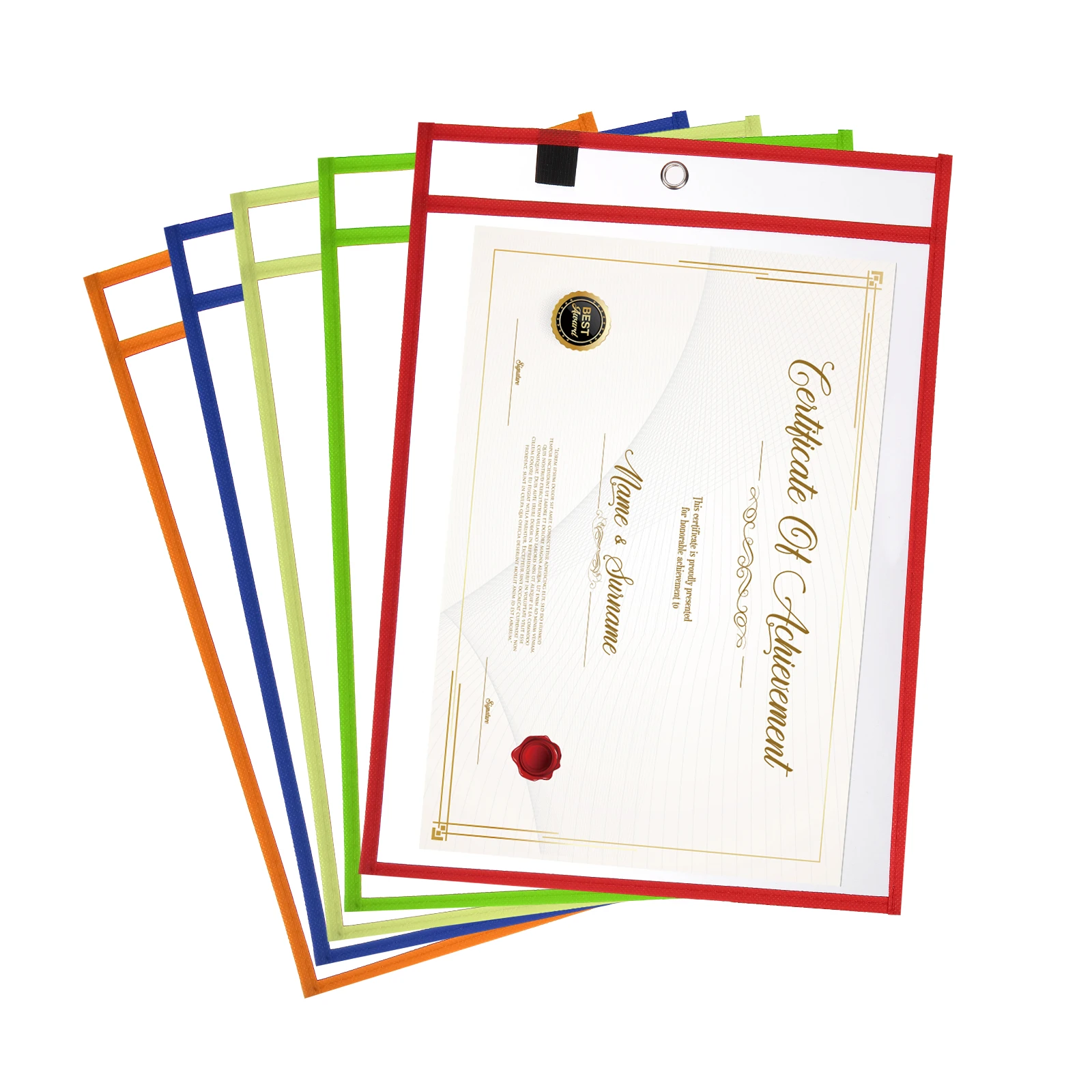 5Pcs Job Ticket Holders Dry Erase Ticket Holder Pockets Stitched Edge Reusable Clear Plastic Sleeves for Invoice Organization