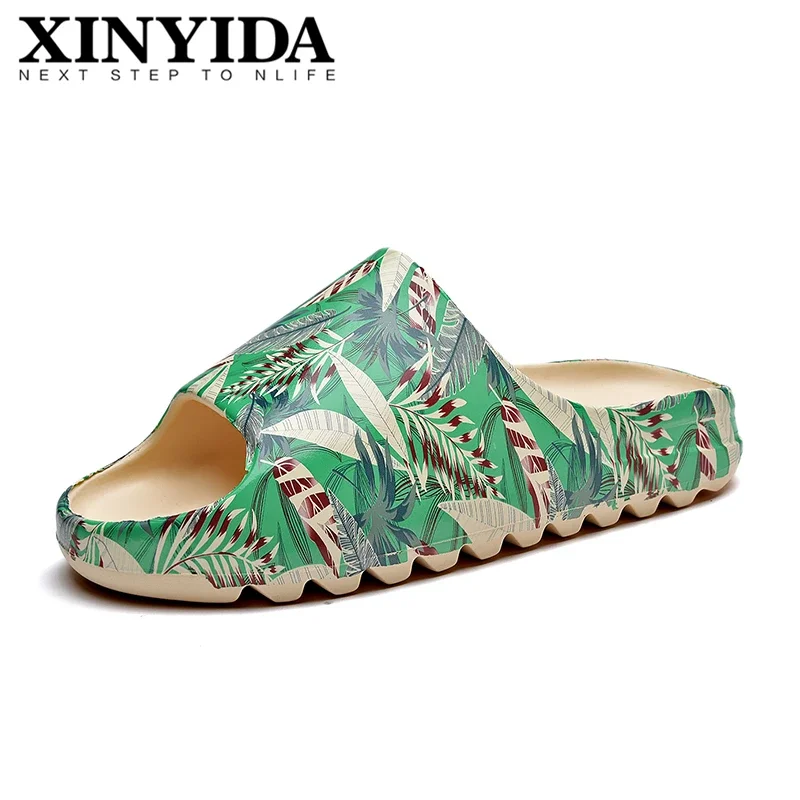 Unisex Leaves Inspired Ye Slides Breathable Water Beach Sandal Lightweight Fish Mouth Summer Slippers Men Women Plus Size 34-46