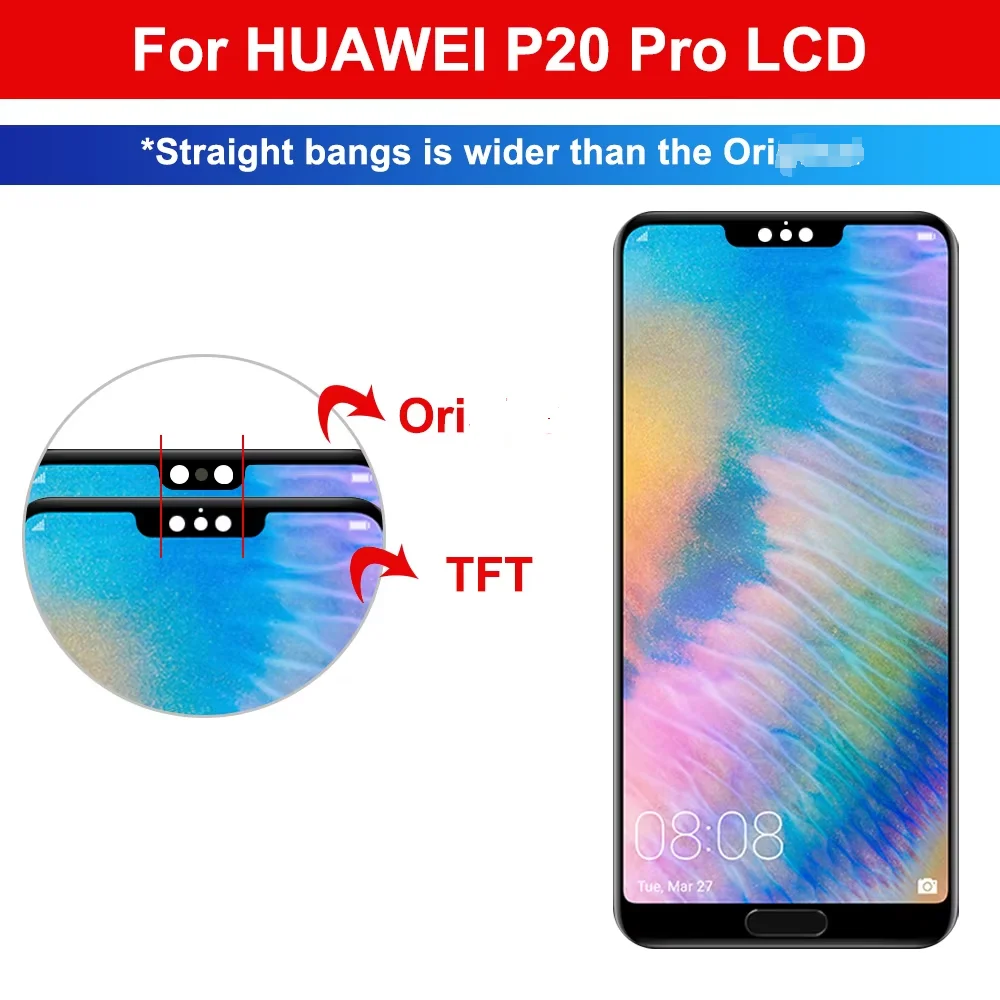 NEW TFT For Huawei P20 Pro LCD Display Touch Screen repelace Digitizer For Huawei P20 Pro LCD with Frame CLT-L29C,L29,L09,AL0